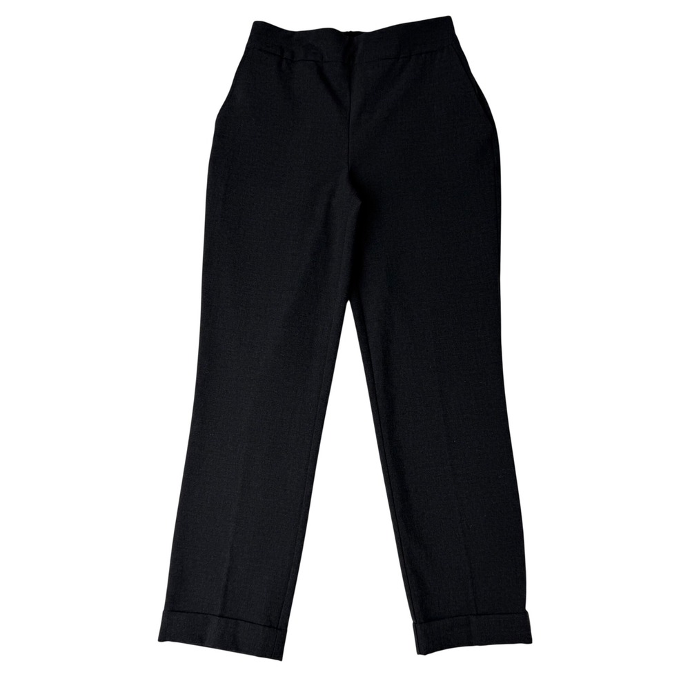 RACHEL ZOE Cropped Trouser Pants Charcoal Black Cuffs High Waist Pant Office  2